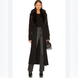 Show Me Your MuMu Elegant Black Cardigan with Faux Fur